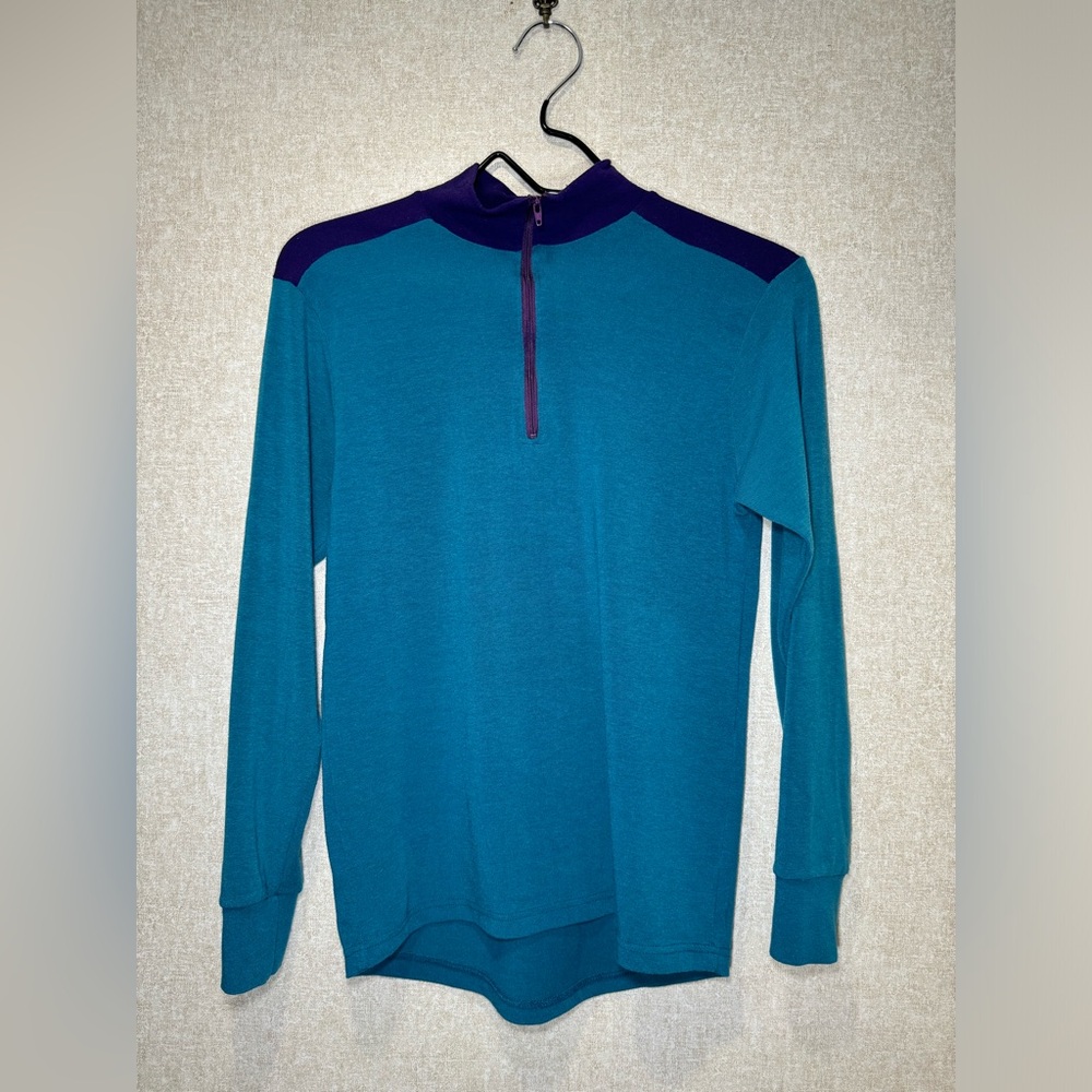 Vintage REI Made In The USA Purple And Teal Quarter Zip Sweatshirt Size M